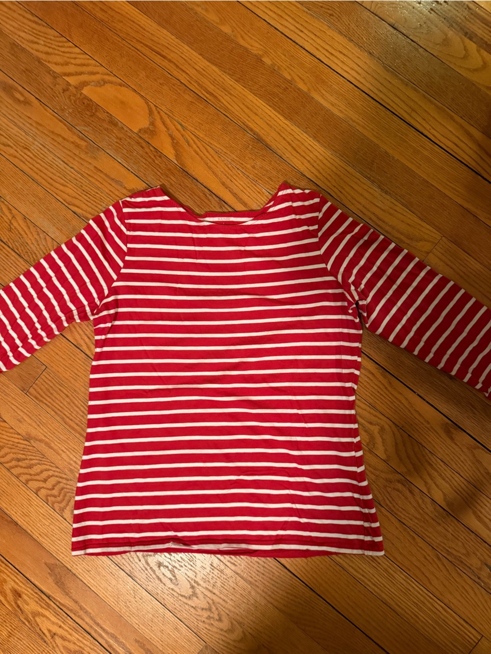 Source Unknown Red and White Striped Off-Shoulder Long Sleeve Top